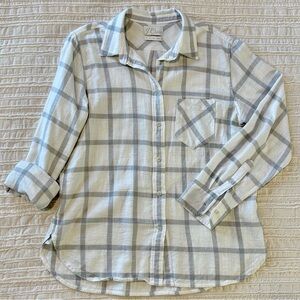 J. Crew Classic Cream & Gray Plaid Button-Down Shirt 100% Cotton 8